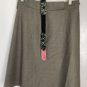 NWOT Paul Smith Brown Knee-Length A-Line 100% Virgin Wool Skirt 6